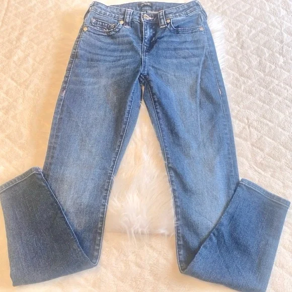 True Religion Jennie Curvy Pink Stitch Mid Rise Skinny TikTok Jeans Size 26/27 - Picture 7 of 10